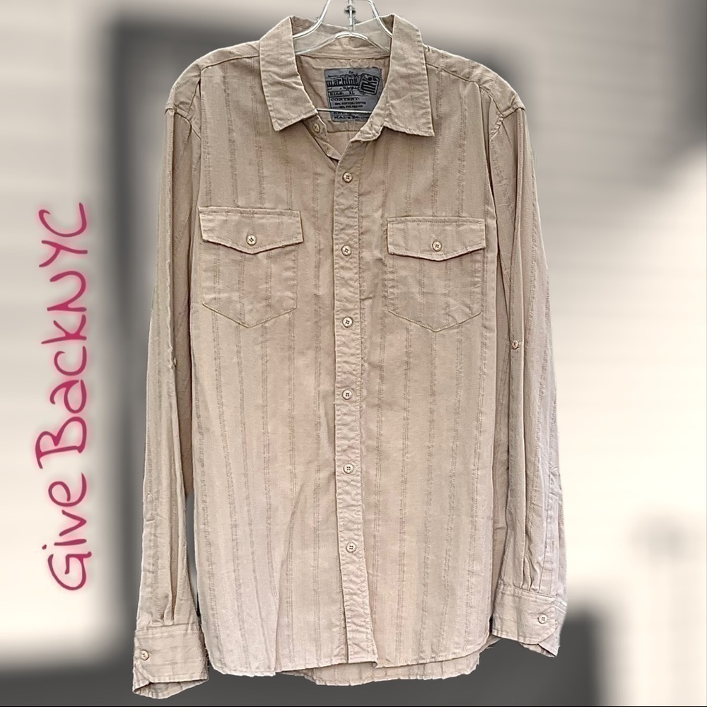 Machine Button down Long sleeve Shirt Tan Size XL